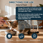 Feline deworming medicine packaging with precise measurement syringe tool