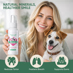 Milolabco pet oral care spray showing the pink heart logo and dalmatian graphic
