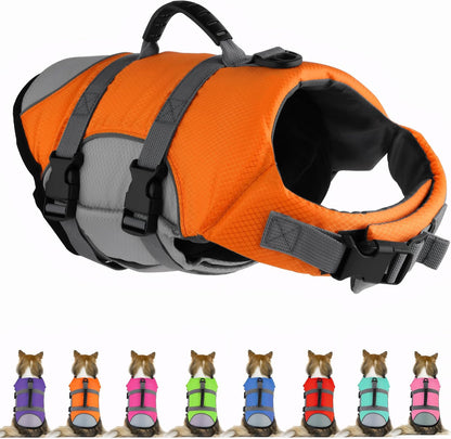Mklhgty Dog Life Jacket, Reflective & Adjustable, Hawaiian Style, for Small Medium Large Dogs, Polyester & Cotton, Floral Pink, L - Image 9