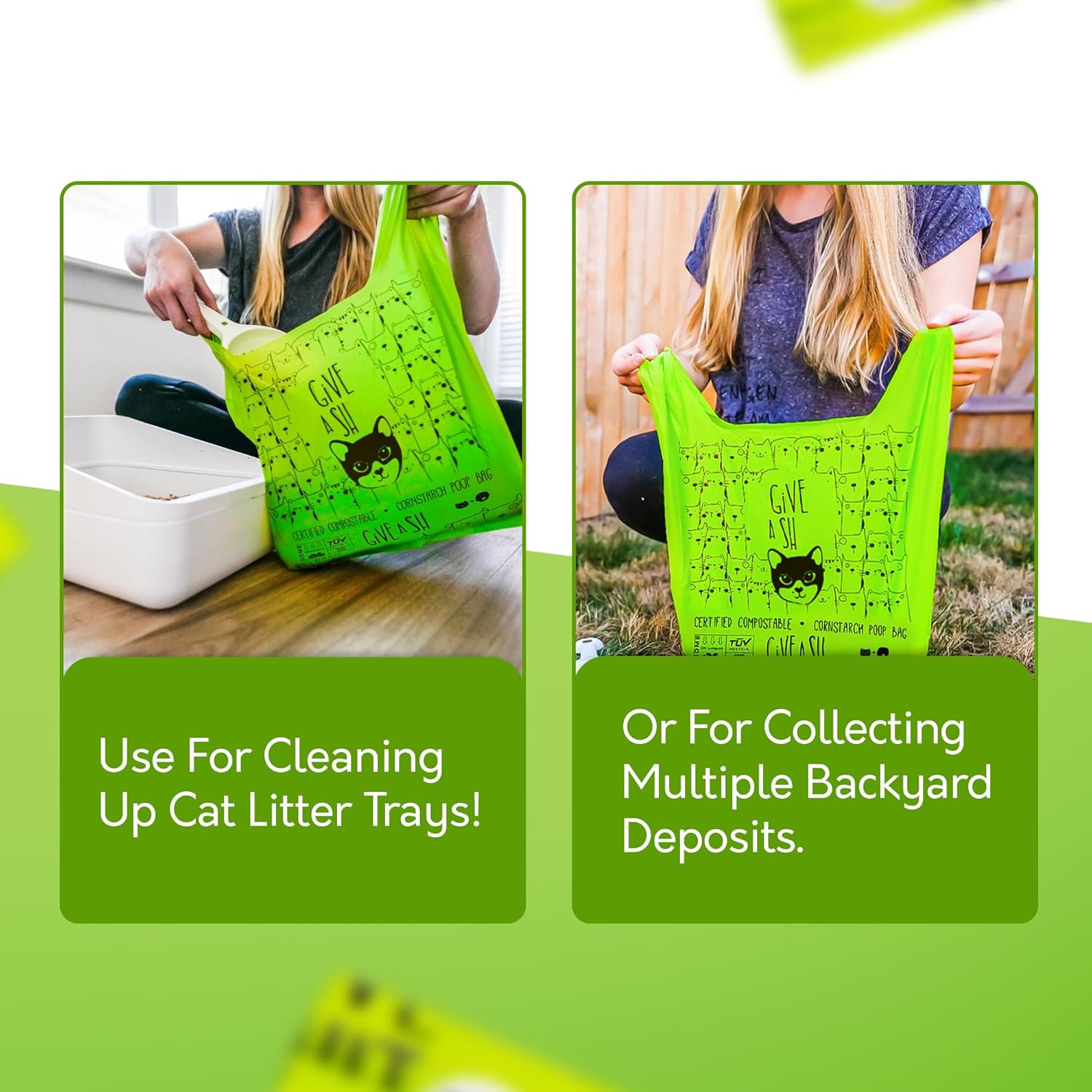 Leakproof eco friendly cat poop bags for litter trays