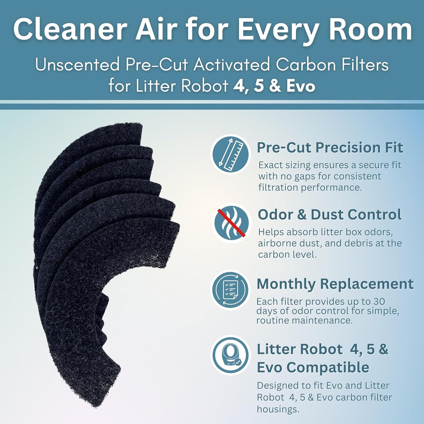 Premium black carbon replacement sheets for pet safe dust reduction