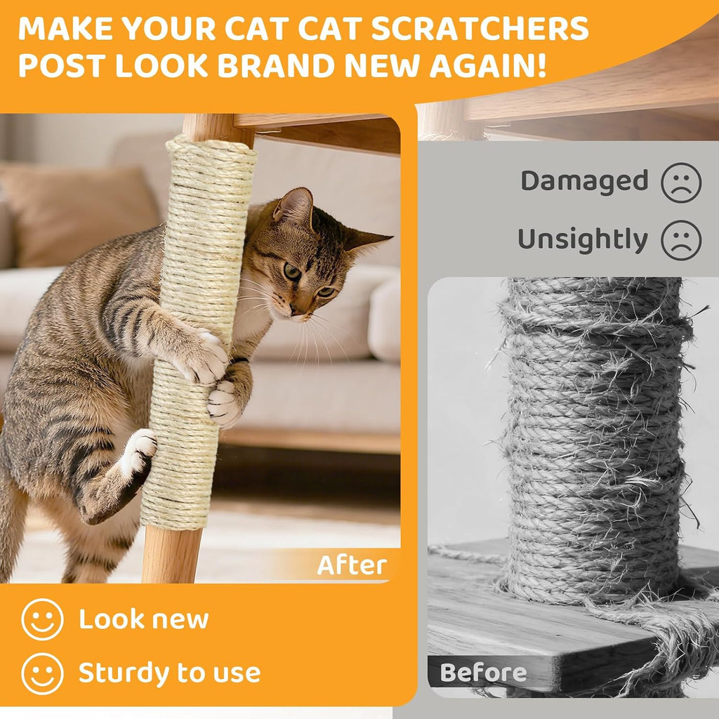 Diy cat tower restoration project using natural agave sisal rope