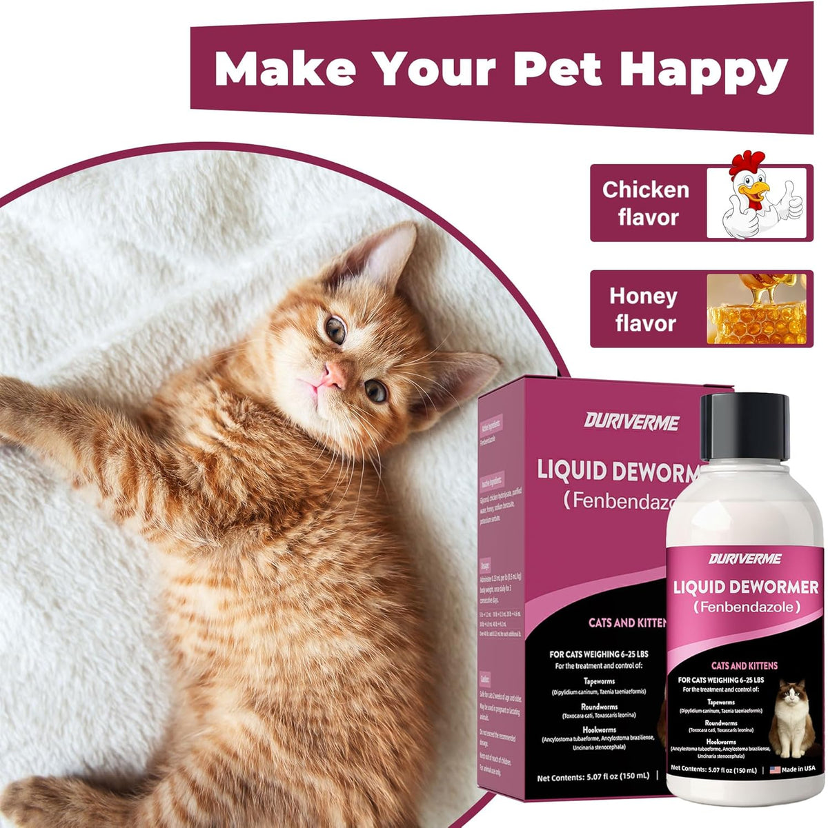 Easy daily dose liquid wormer instructions and benefits label
