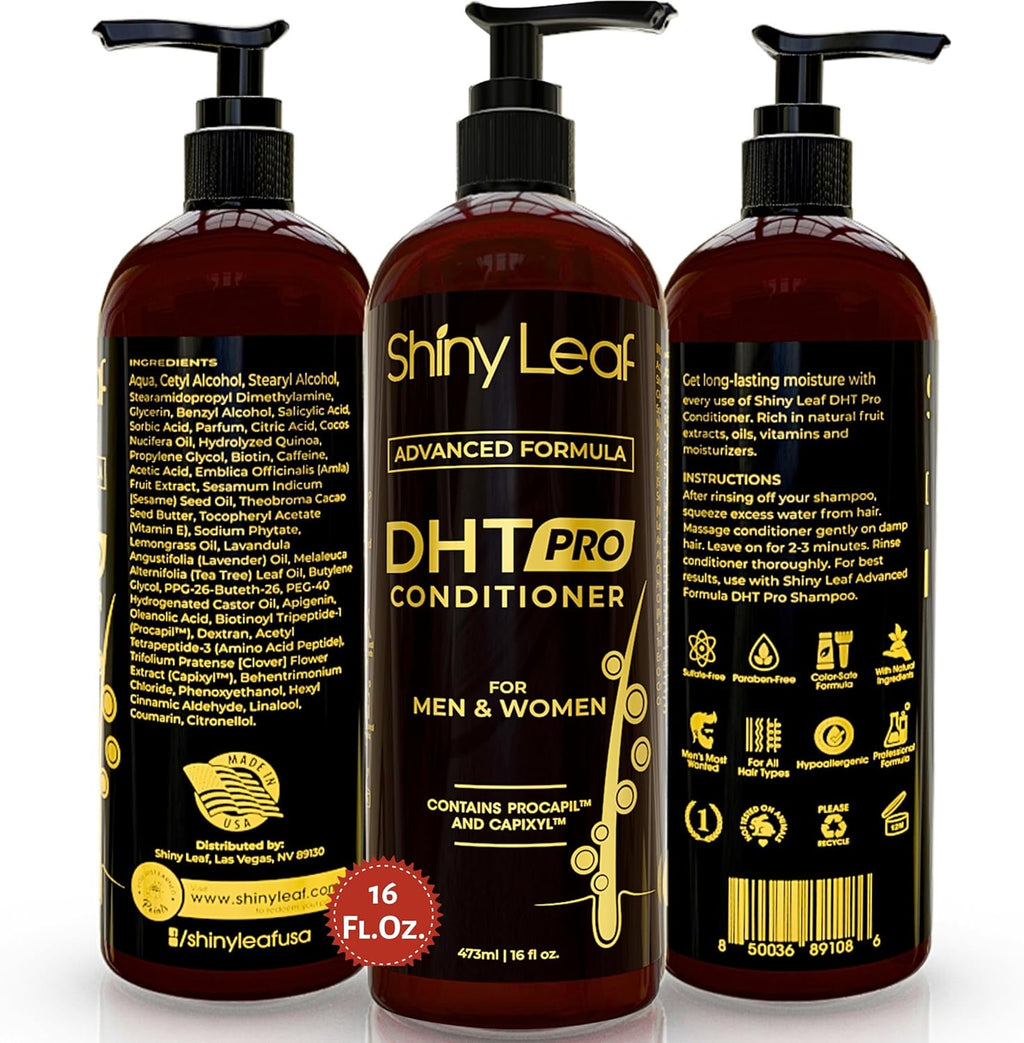 Shiny Leaf hair loss conditioner front view bottle packaging