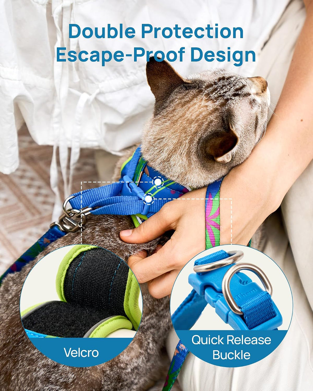 PetThem breathable mesh cat harness with matching nylon leash