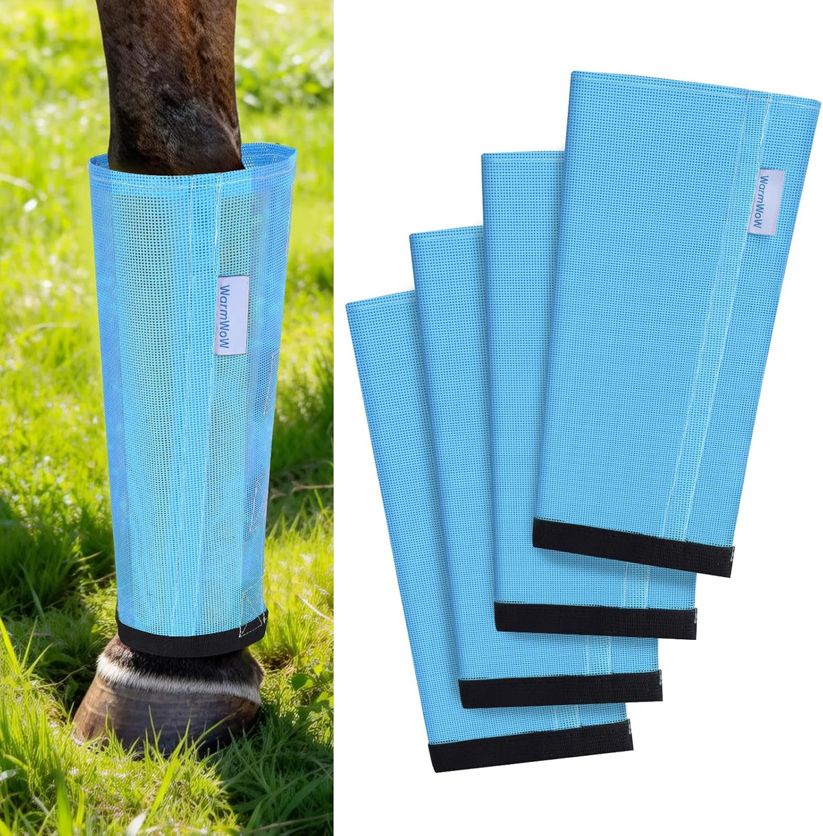 Adjustable equine leg wraps package showing authentic imported branding