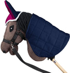 Premium European crafted SKIPPI hobby horse gear set in fuchsia and navy.