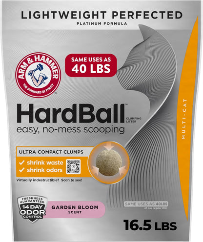 ARM & Hammer Hardball Lightweight 5-in-1 Clumping Cat Litter, 24/7 Odor Control, Long-Lasting Non-Clay & 99.9% Dust-Free Multi-Cat Formula, Garden Bloom Scent, 14.5 Lbs - Image 10