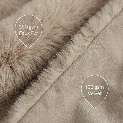 Indoor cat resting comfortably on the machine washable faux fur pet throw.