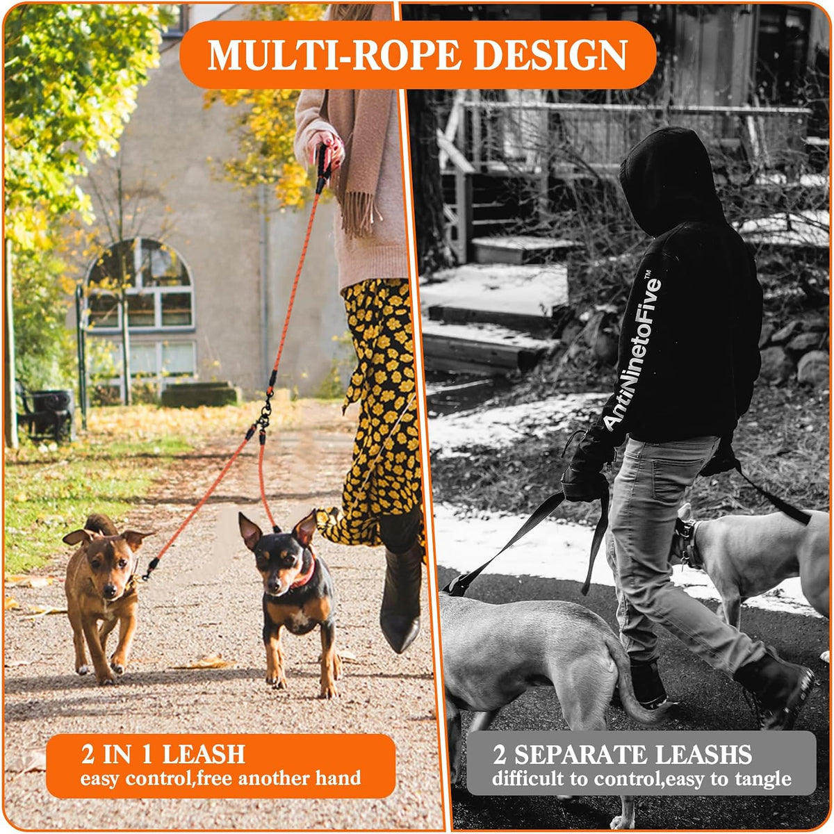 Luck Dawn no tangle triple dog leash zinc alloy buckles