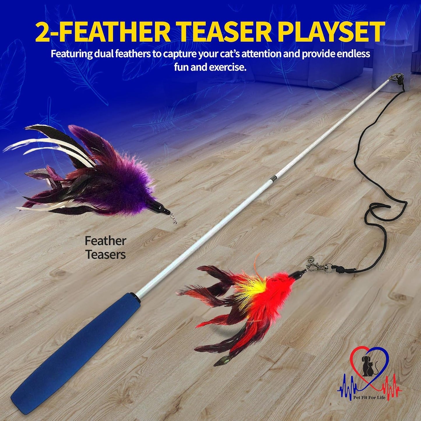 Red feather attachment option for the interactive pet fitness teaser.