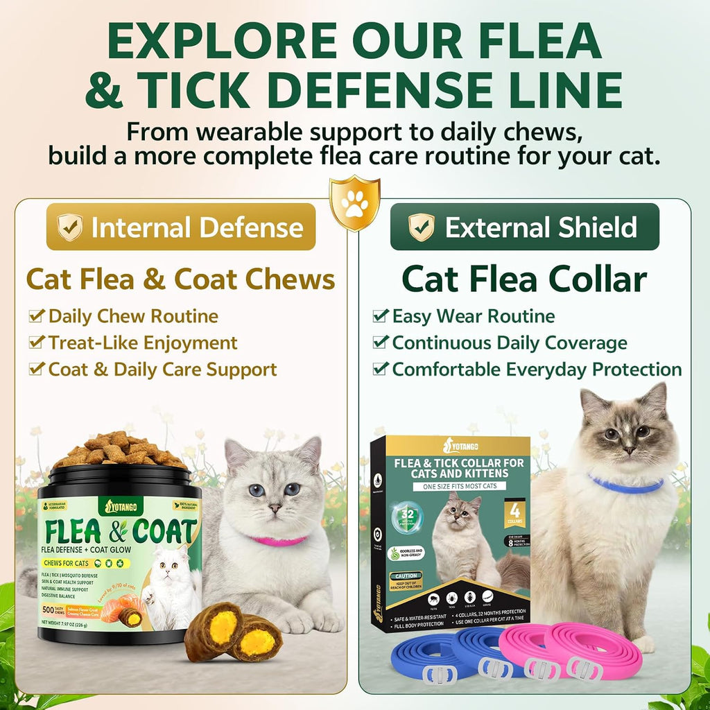 YOTANGO Cat Flea Treatment Crunchy & Creamy Chewables, 500 Chews Natural Flea and Tick Prevention for Cats + Skin and Coat Support, Daily Oral Supplement Chewables for Cats and Kittens (Salmon Flavor) - Image 10