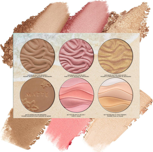 Physicians Formula Butter Dream Team Palette front view open showing six face powder shades for contouring and highlighting.