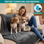 PetAmi pee proof pet throw protecting a luxury bed from dog fur