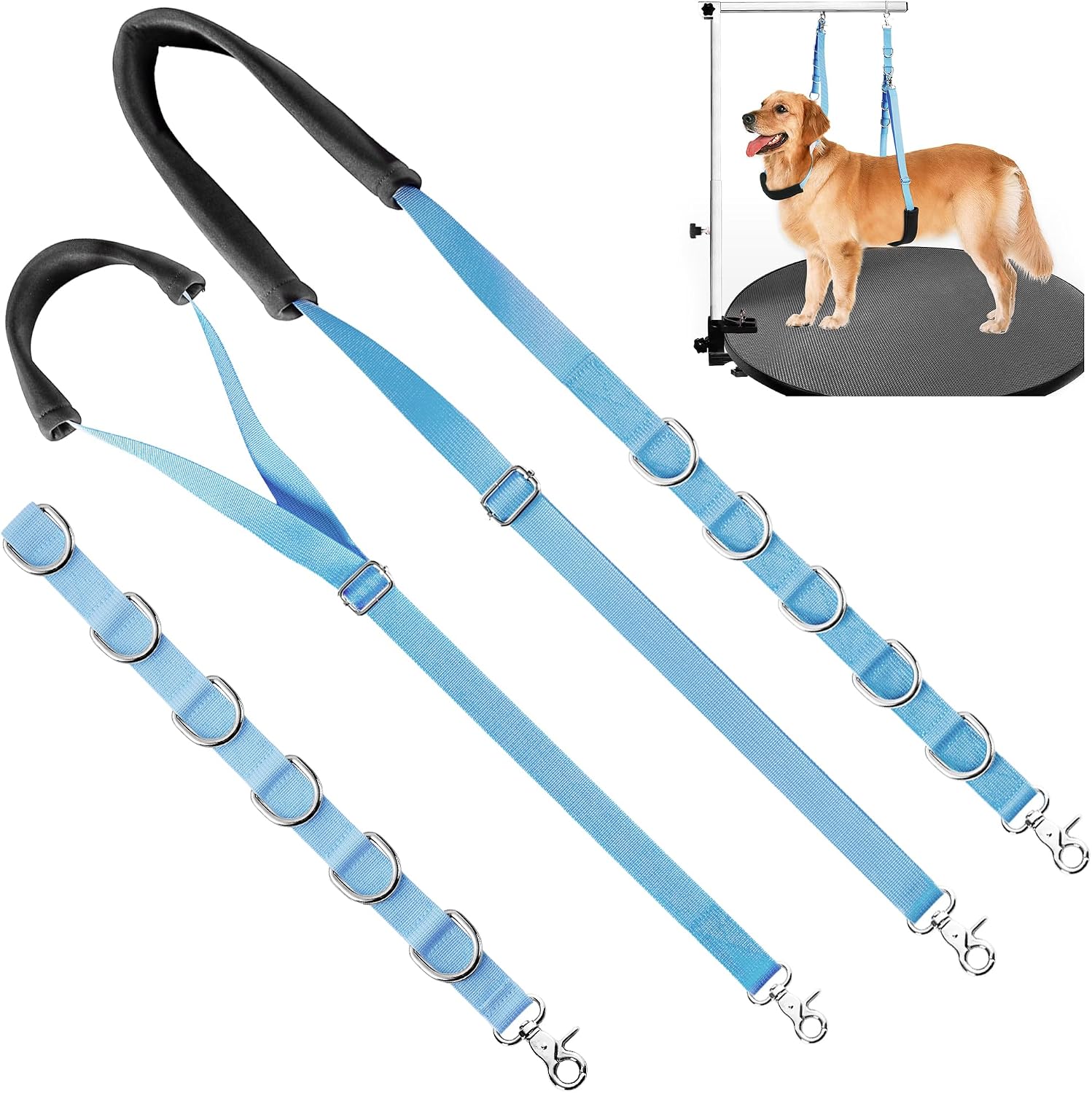 Dog Grooming Belly Strap - Dog Grooming Loops for Table Arm Extender with Clamp Extension Loop Bathing Restraint Leash No Sit Haunch Holder for Small & Medium Dogs Hair Cutting Washing (Purple) - Image 10