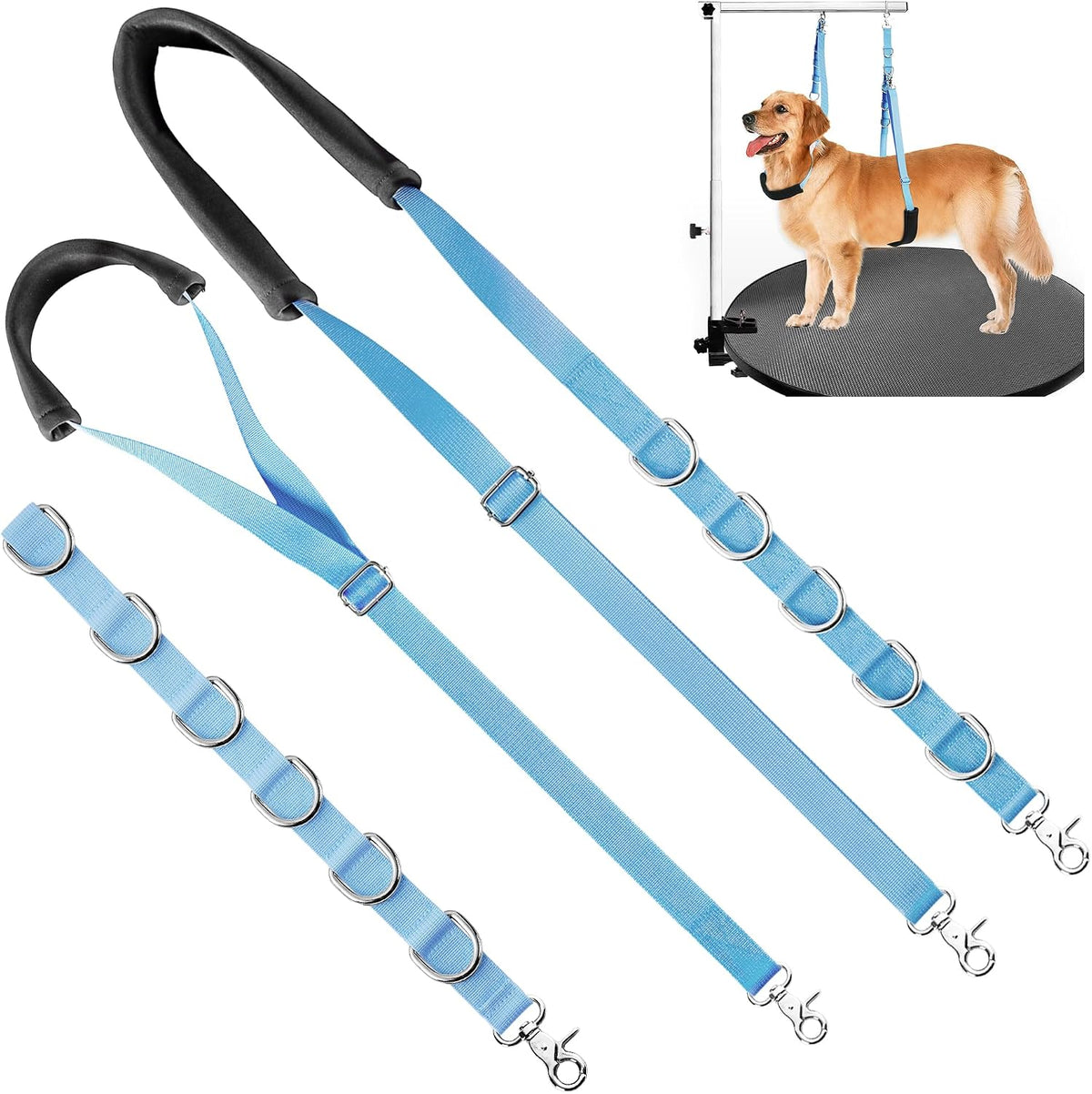 Dog Grooming Belly Strap - Dog Grooming Loops for Table Arm Extender with Clamp Extension Loop Bathing Restraint Leash No Sit Haunch Holder for Small & Medium Dogs Hair Cutting Washing (Purple) - Image 10