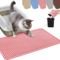 HCY&WLD Honeycomb Double Layer Cat Litter Mat front view showing pink honeycomb pattern.