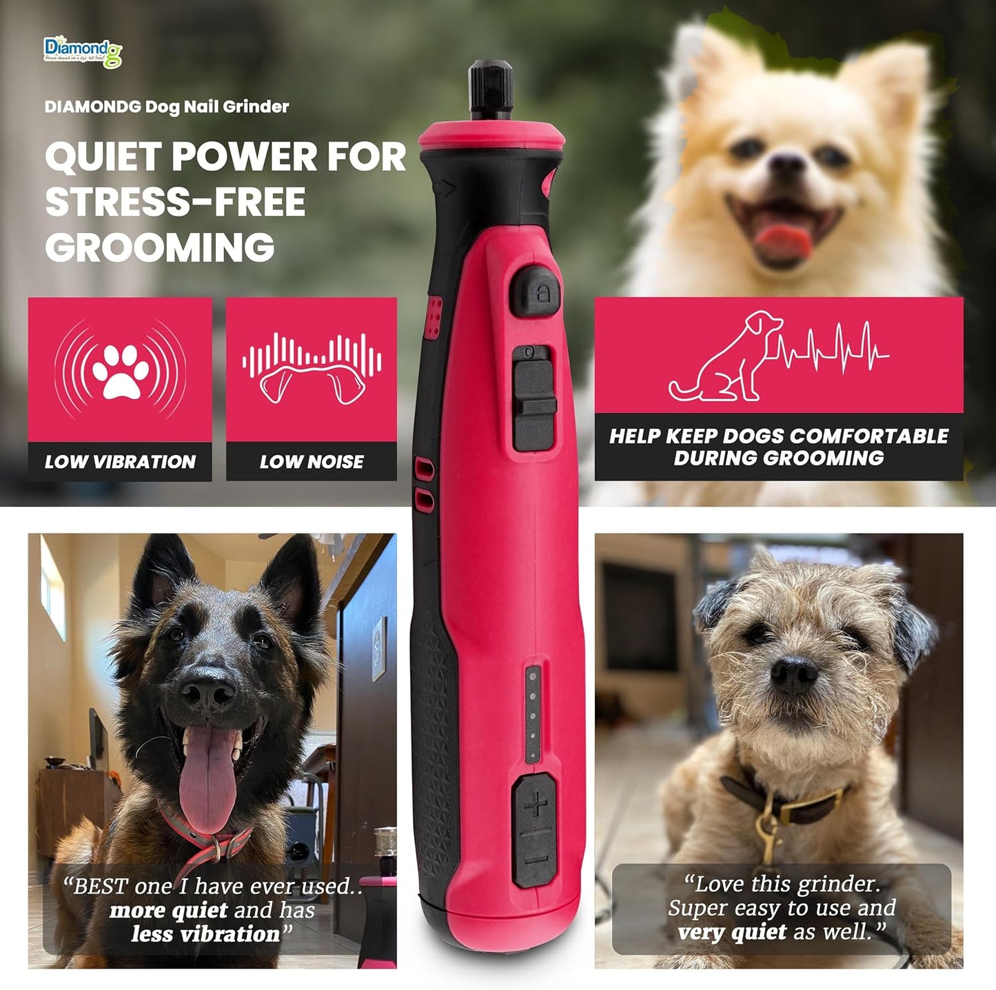 Diamondg dog nail trimmer with LED light tip illuminated