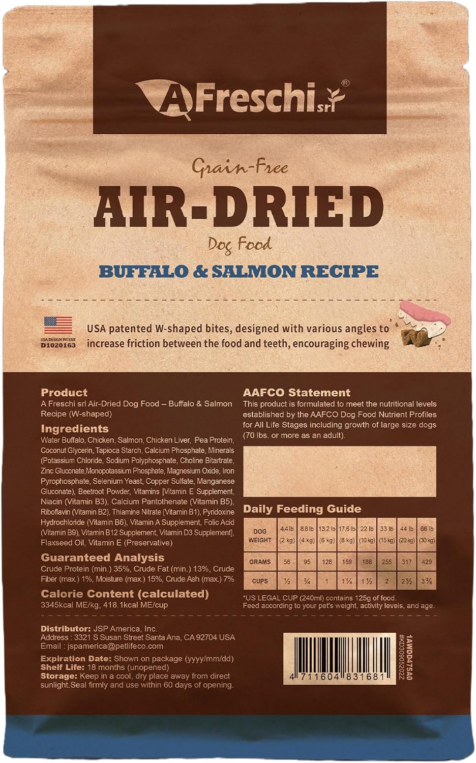 AFreschi water buffalo first ingredient dog food for clean teeth and chewing safety