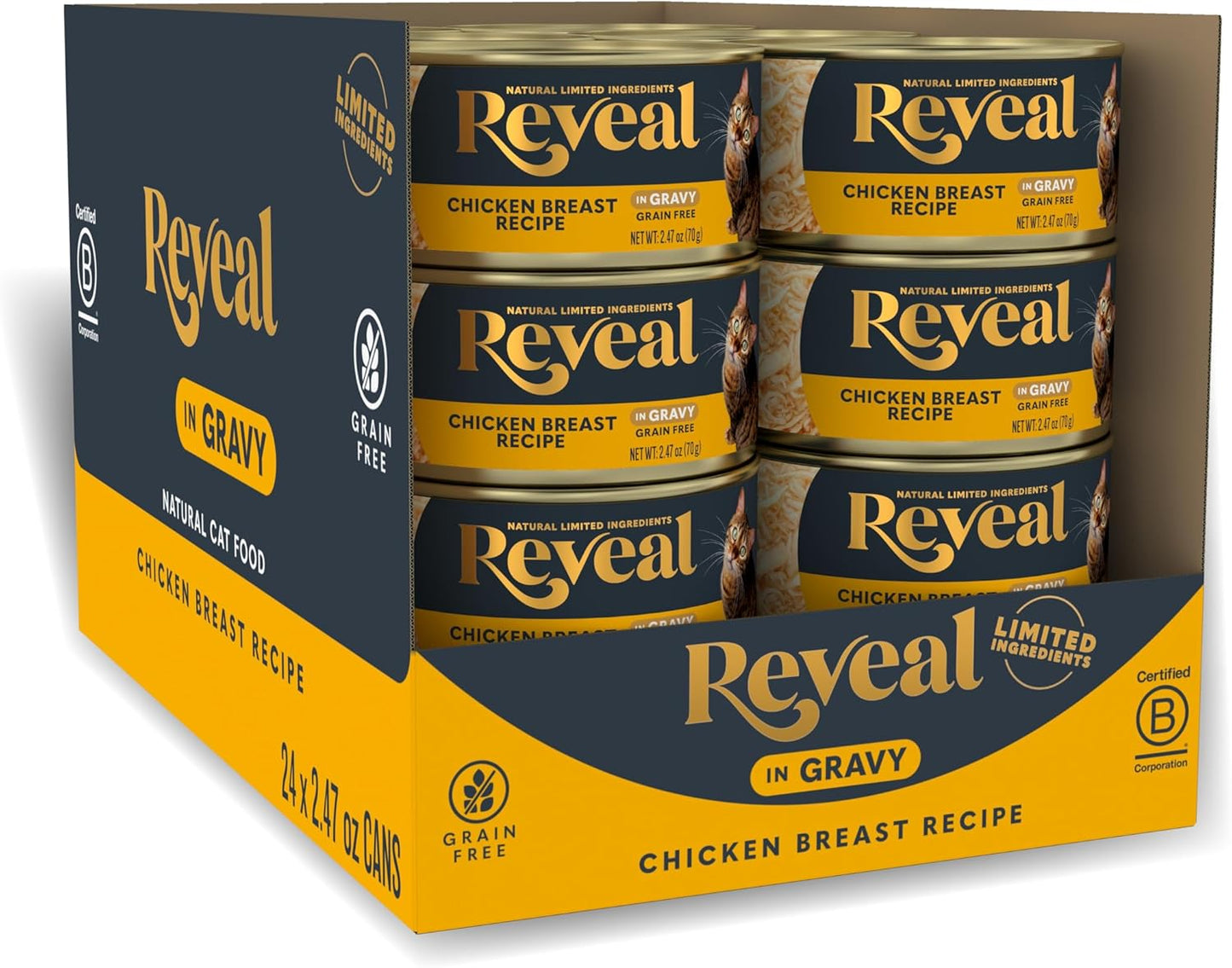 Reveal Fish & Chicken Variety Wet Cat Food in Gravy 12-Pack, Protein, Limited Ingredient, Grain Free, Canned Cat Food, No Artificial Additives, No By-Products (12 x 2.47 oz Cans) - Image 10