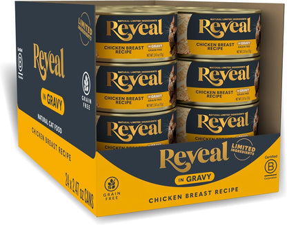 Reveal Fish & Chicken Variety Wet Cat Food in Gravy 12-Pack, Protein, Limited Ingredient, Grain Free, Canned Cat Food, No Artificial Additives, No By-Products (12 x 2.47 oz Cans) - Image 10