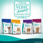 Premium poultry and vanilla flavored OraVet dental treats for medium dogs lifestyle shot