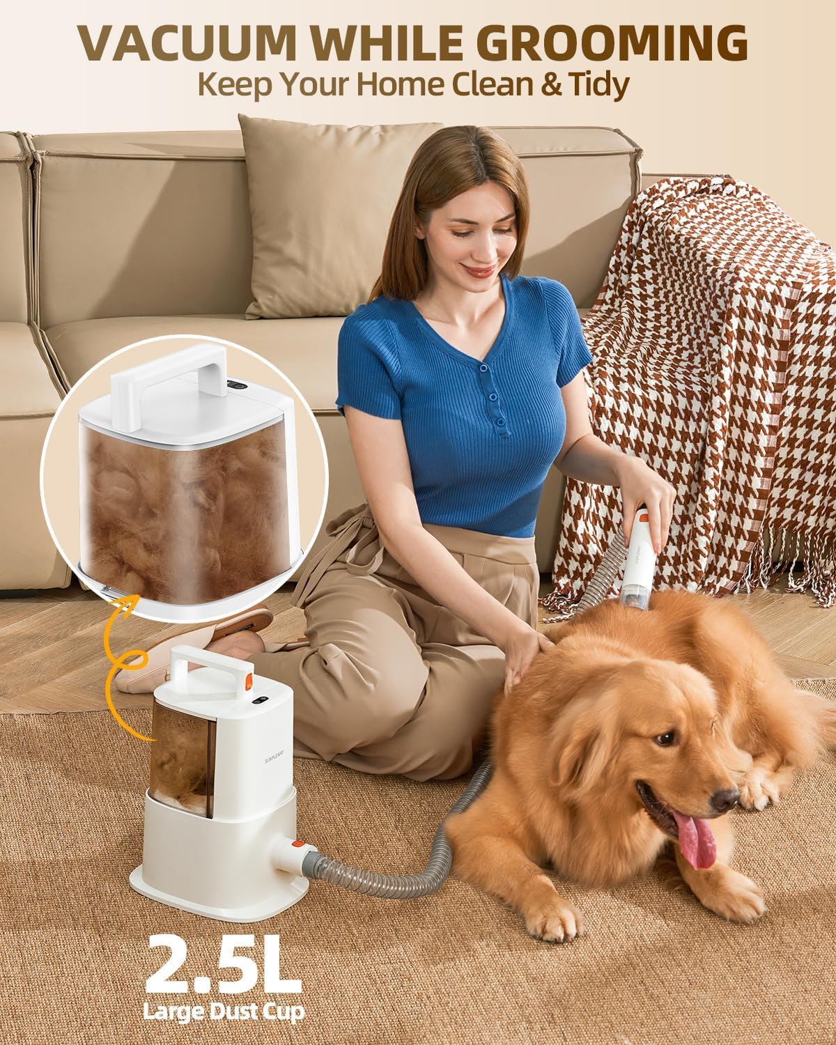 Simple Way ivory pet grooming vacuum kit packaging and included accessories