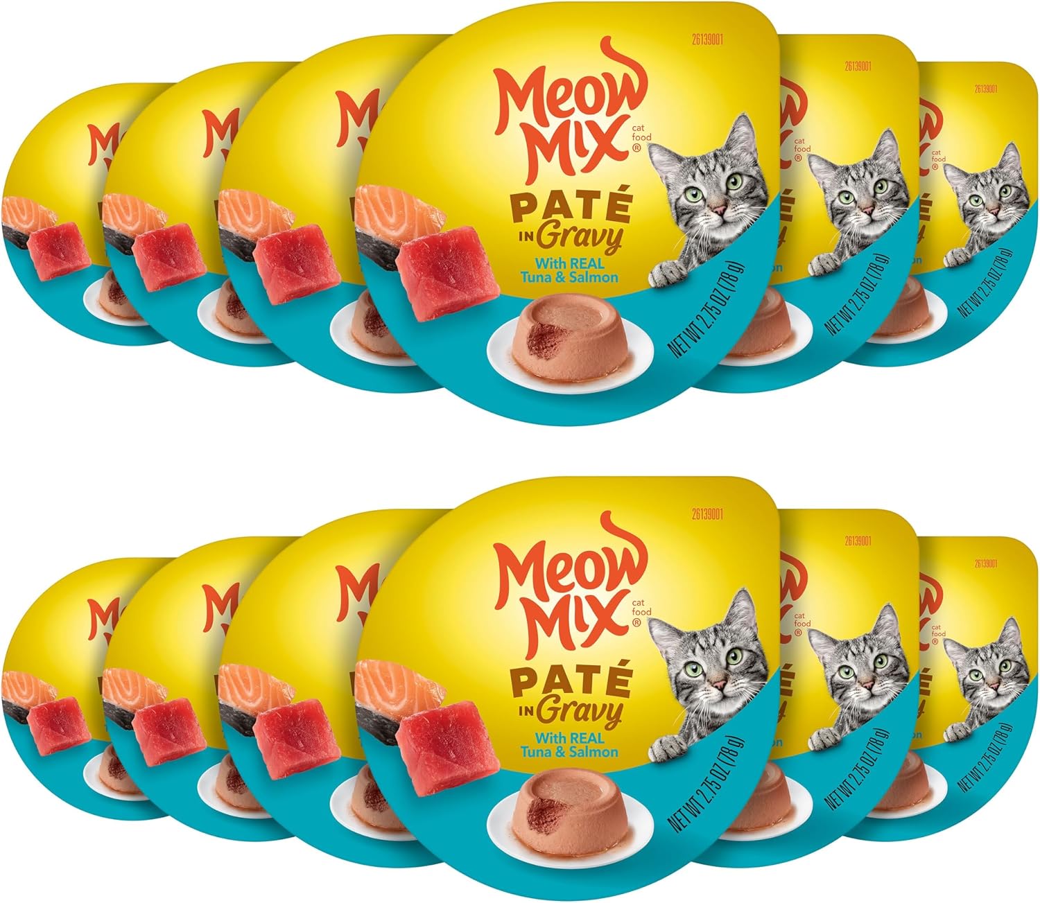 Meow Mix Pat in Gravy Wet Cat Food Variety Pack, Surf n' Turf Pats, 48 Cups, 2.75 Oz. Each - Image 15