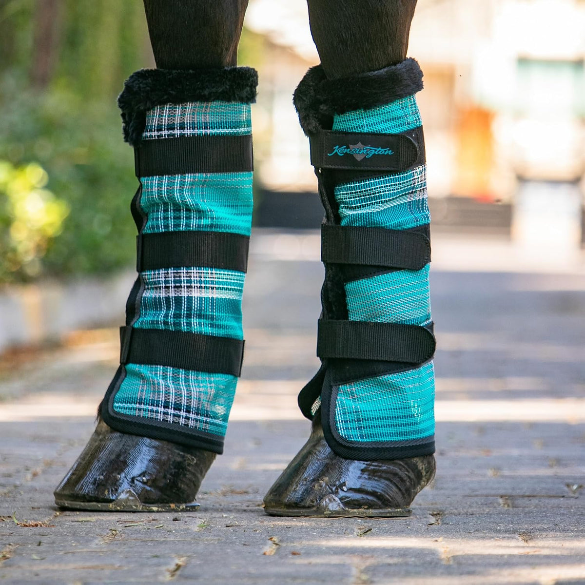 Kensington equine leg protection boots with fleece trim detail and secure straps