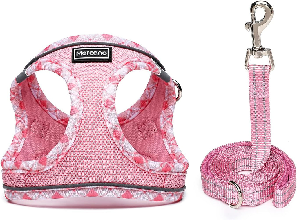 Mercano breathable pink mesh escape proof harness for small dogs and cats
