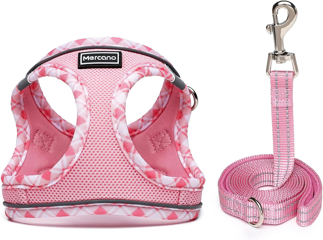 Mercano breathable pink mesh escape proof harness for small dogs and cats