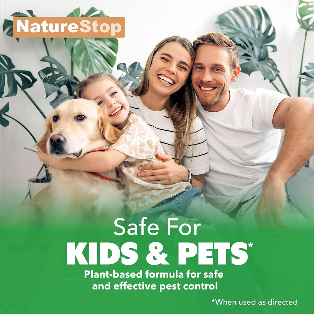 NatureStop USA imported pet flea treatment bottle close up