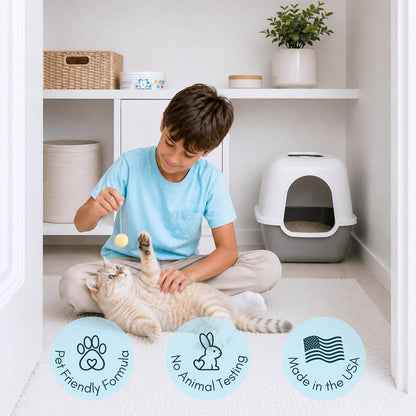 Litter Box Magic non toxic urine and pooping odor eliminator jar with open lid