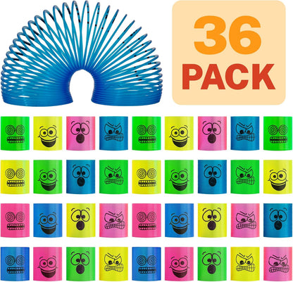 Cocurb mini spring party favors front view showcasing thirty-six multi colored smiling toys
