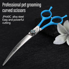 Fenice Totem 7.5-inch dog grooming shears close-up of the premium Japanese JP440C alloy steel blade.