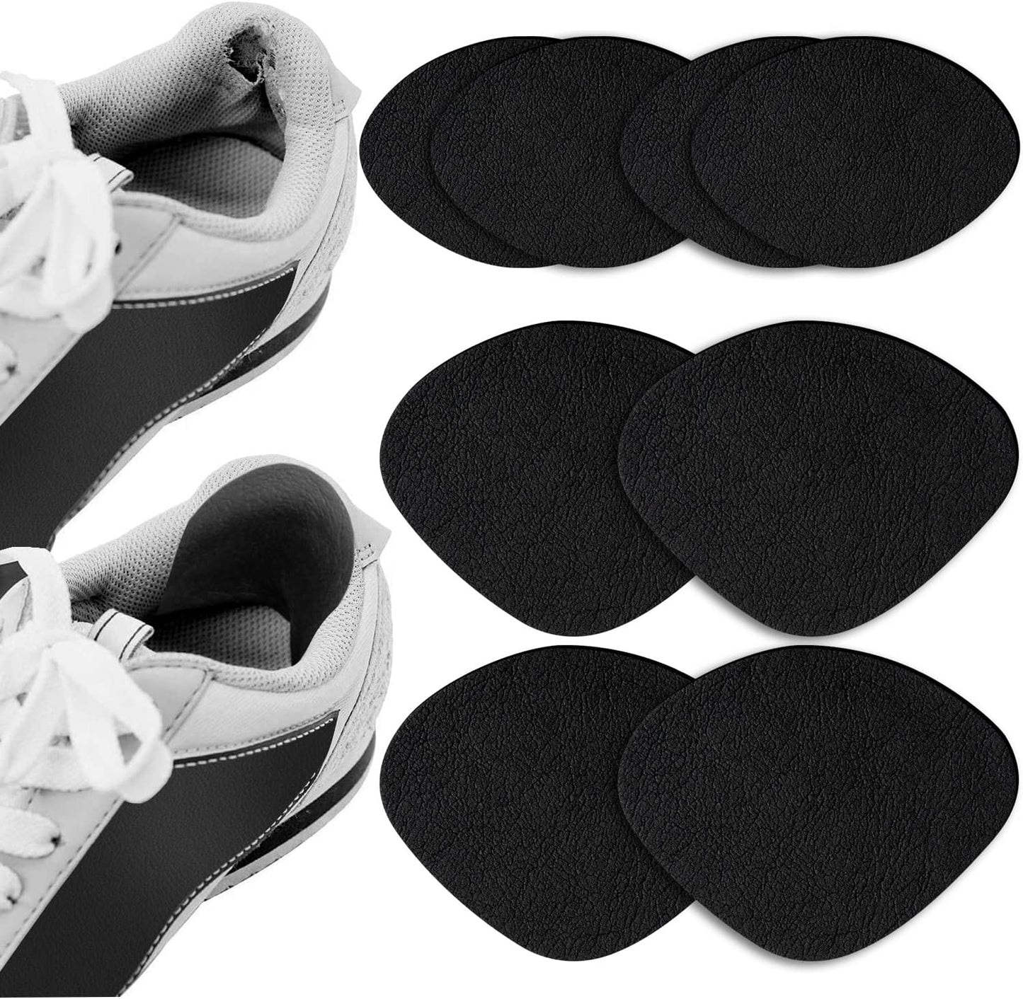 HTZNHXT Shoe Heel Repair Kit front view 4 pairs of black adhesive patches.