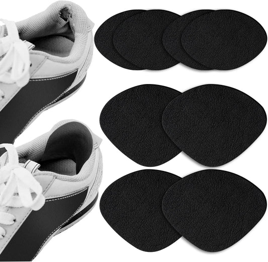 HTZNHXT Shoe Heel Repair Kit front view 4 pairs of black adhesive patches.
