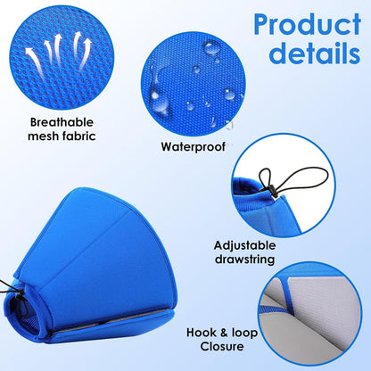 Blue soft fabric dog cone collar hook and loop closure