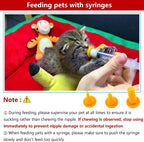 Two fifty milliliter pet nursing bottles with clear measurement markings and assorted silicone nipples.
