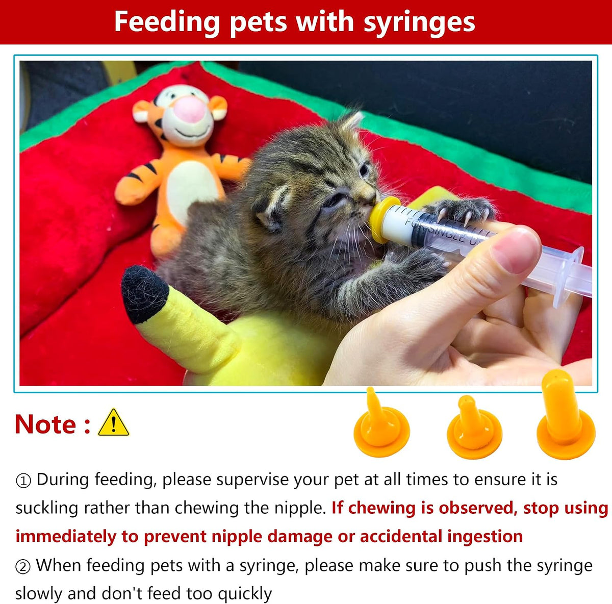 Two fifty milliliter pet nursing bottles with clear measurement markings and assorted silicone nipples.