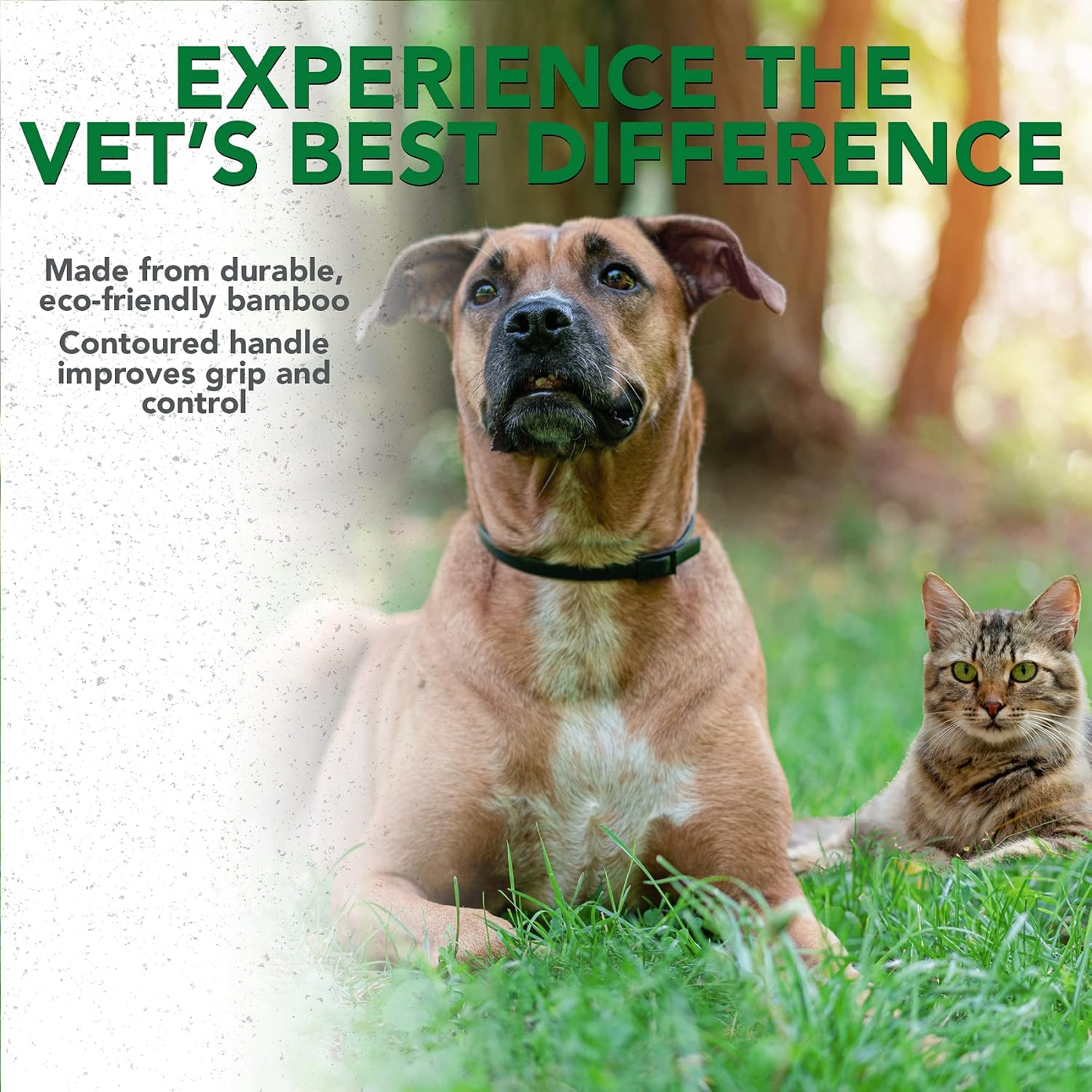 Person grooming a cat with Vet's Best bamboo flea comb