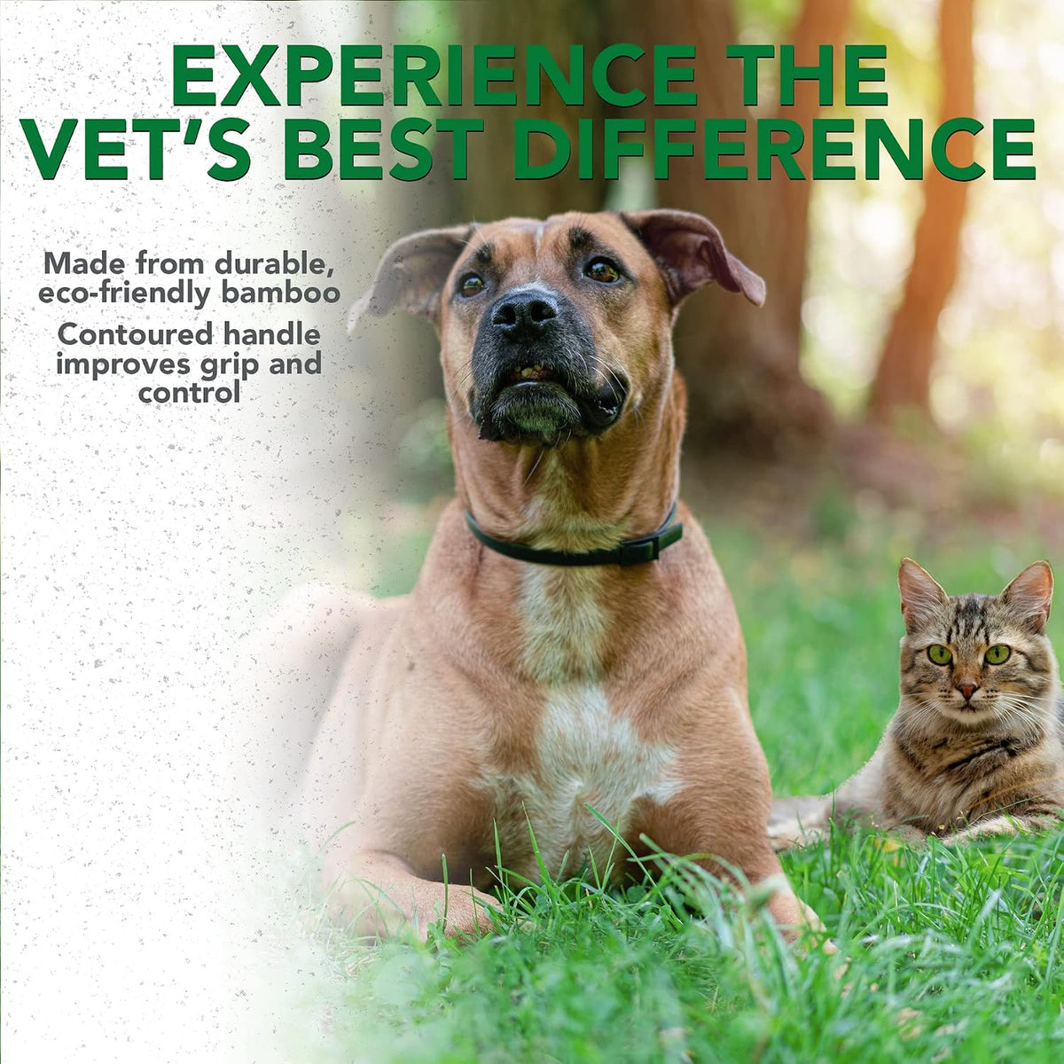 Person grooming a cat with Vet's Best bamboo flea comb