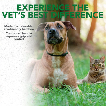 Person grooming a cat with Vet's Best bamboo flea comb