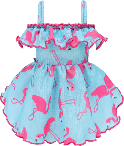 Fitwarm Flamingo Dog Dress front view premium summer pet apparel