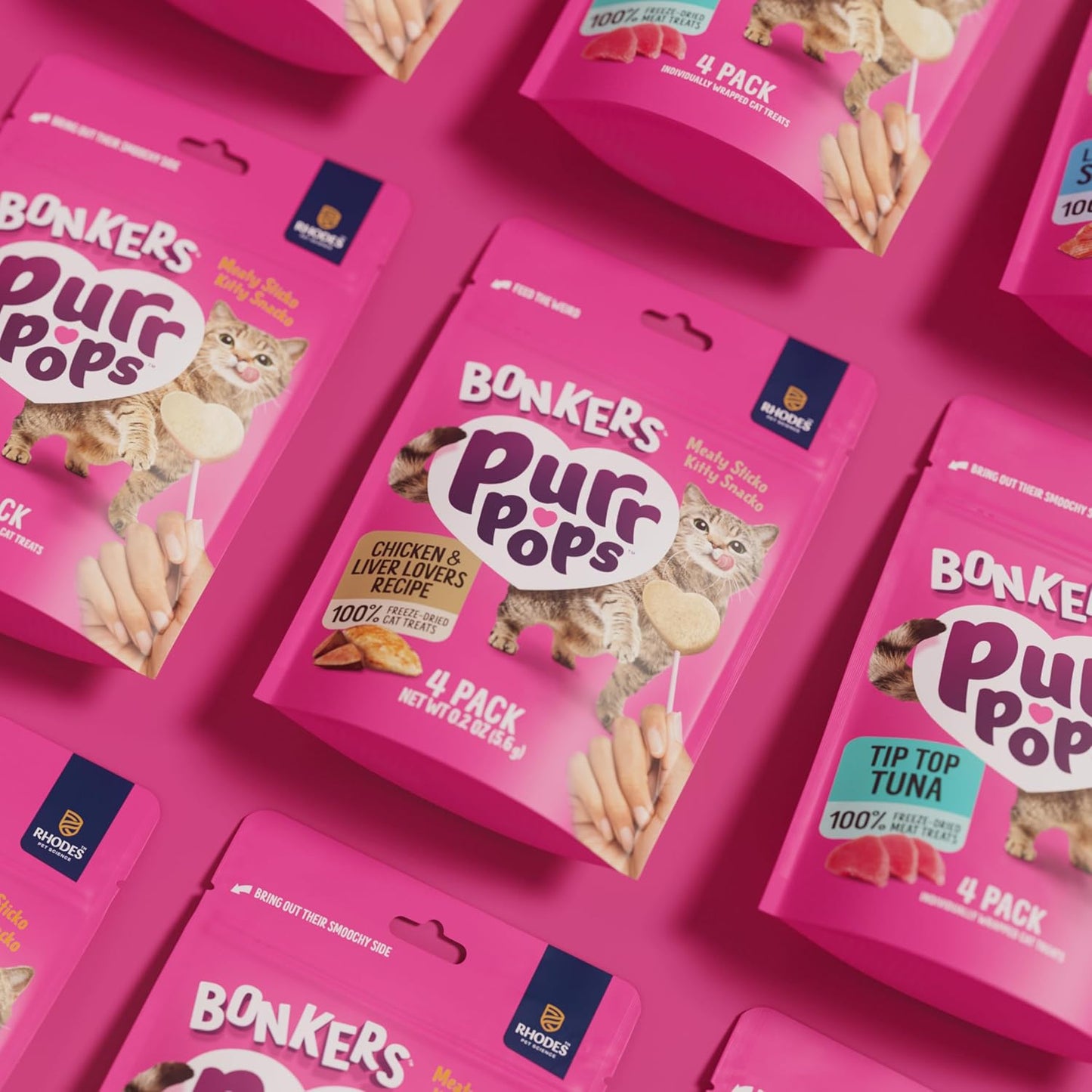 Close up of freeze-dried chicken liver lollipop cat treat