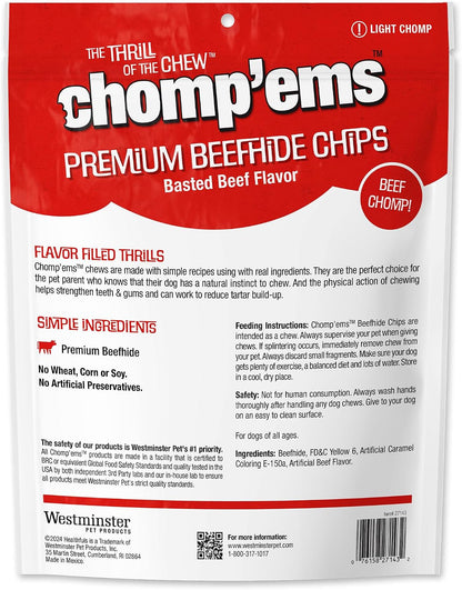 Close up of long lasting high protein dog chews for dental health plaque removal