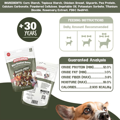 Beefeaters rawhide free mini dog treats close up
