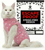 Cat Surgery Recovery Suit Female Cat Onesie for Cats After Surgery Spay Surgical Abdominal Wound Skin Diseases E-Collar Alternative Wear Kitten (Black, Large) - Image 10