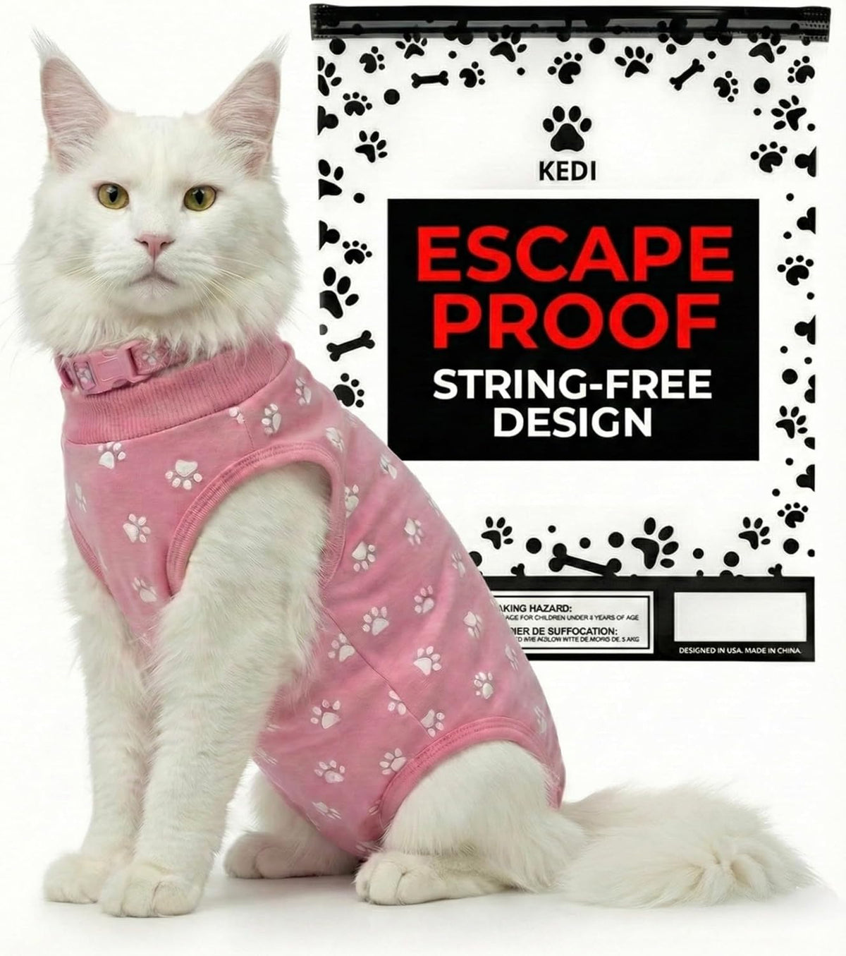 Cat Surgery Recovery Suit Female Cat Onesie for Cats After Surgery Spay Surgical Abdominal Wound Skin Diseases E-Collar Alternative Wear (Black, Medium) - Image 10