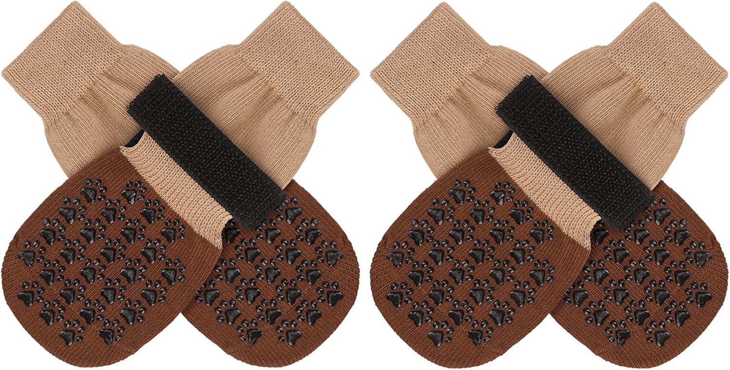 SCENEREAL Dog Socks to Prevent Licking Paws for Hot/Cold Pavement Anti Slip, Dog Shoes for Hardwood Floors, Dog Boots & Paw Protectors with Grippers for Small Medium Large Senior Dogs, Pink S - Image 10